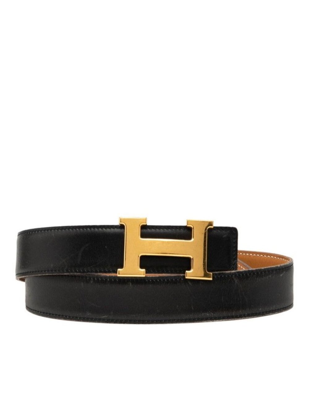 Hermes Constance Belt Reversible 70 Black Beige Box Calf